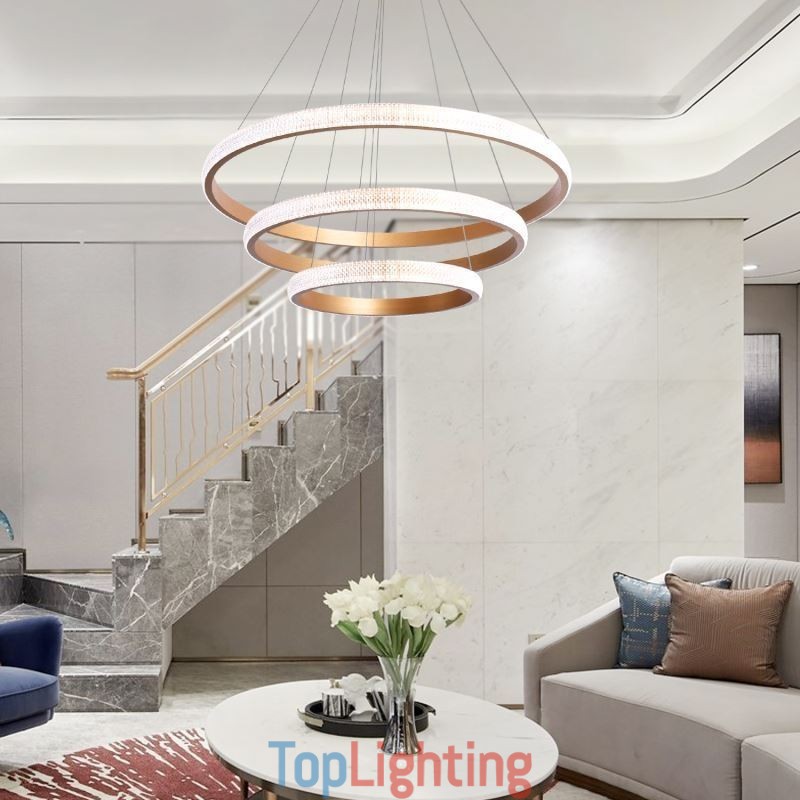 Modern Pendant Light Acrylic 3 Rings Lamp 80+60+40cm
