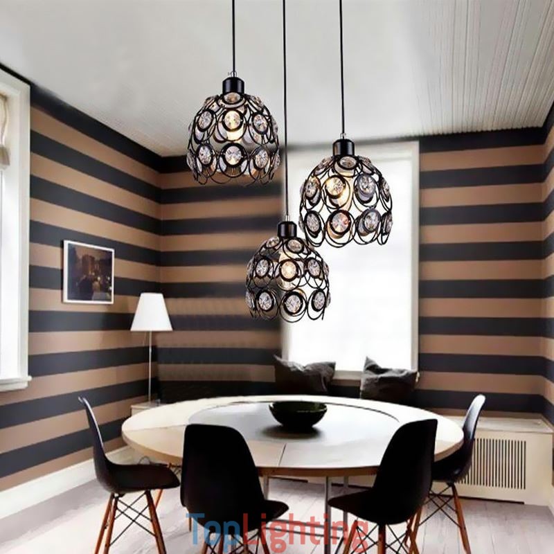 Hollow Crystal Iron Pendant Lamp Island Ideas
