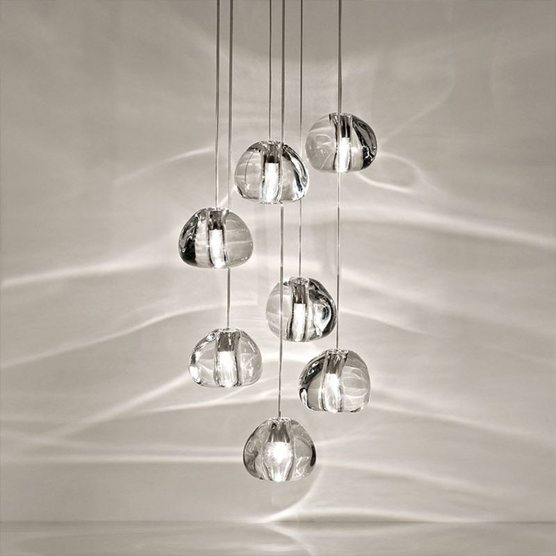 Modern Crystal Cluster Pendant Light Unique Crystal Lamp Shade Duplex Stair