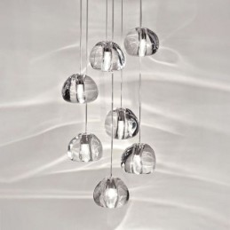 Modern Crystal Cluster Pendant Light Unique Crystal Lamp Shade Duplex Stair