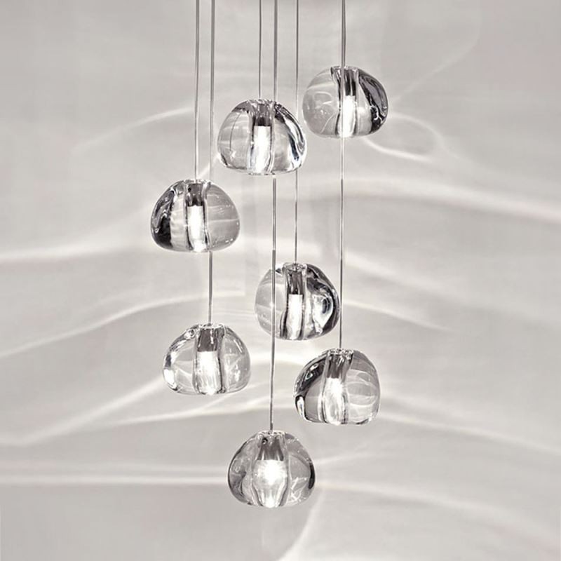 Modern Crystal Cluster Pendant Light Unique Crystal Lamp Shade Duplex Stair
