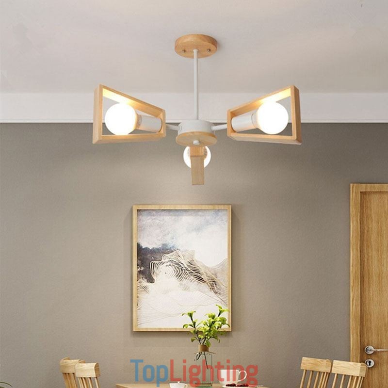 Modern Fan Shaped Chandelier Elegant Wood Pendant Light