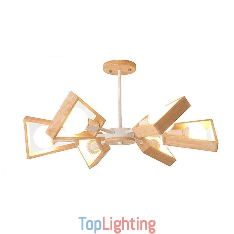 Modern Fan Shaped Chandelier Elegant Wood Pendant Light