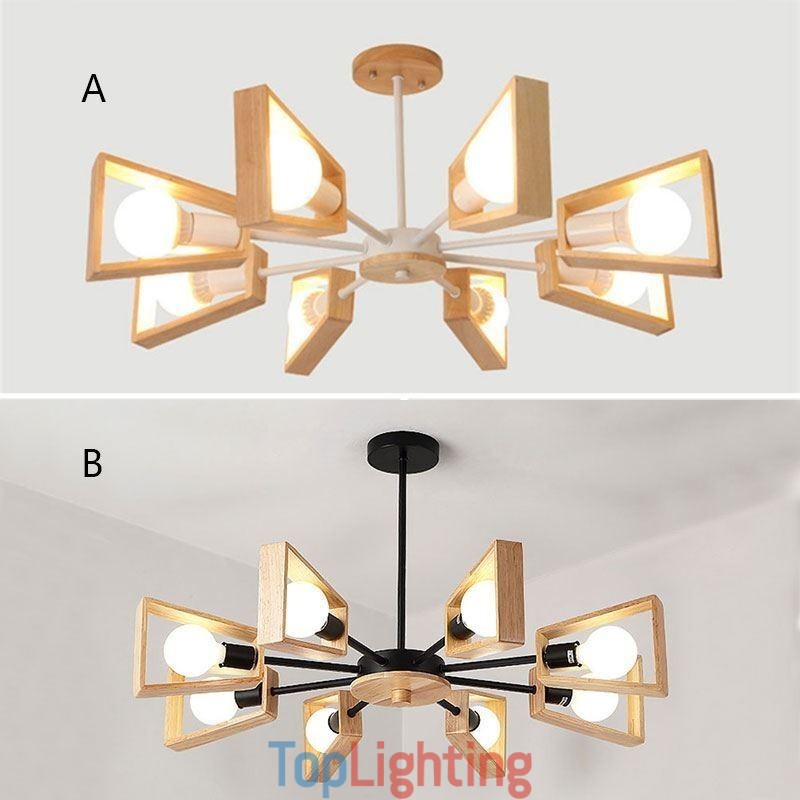 Modern Fan Shaped Chandelier Elegant Wood Pendant Light