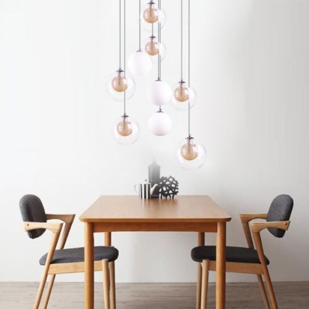 Pendant Light Glass Cluster Ceiling Light Gold Nickel Brushed+Milky Glass Ball Pendant Light Glass Cluster Ceiling Light Gold Nickel Brushed+Milky Glass Ball