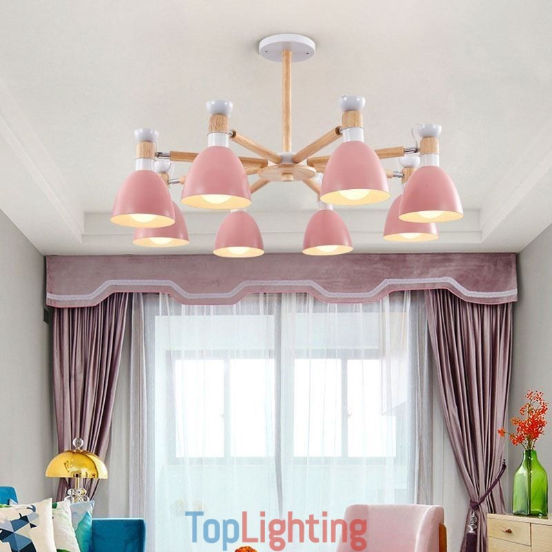 Nordic Macaron Pendant Light Creative Wood Chandelier