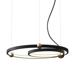 Circle Pendant Light Fixture Black 2 Rings
