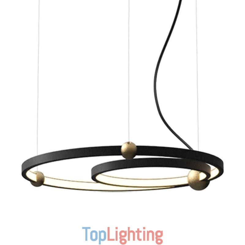 Circle Pendant Light Fixture Black 2 Rings