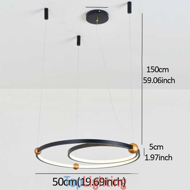 Circle Pendant Light Fixture Black 2 Rings
