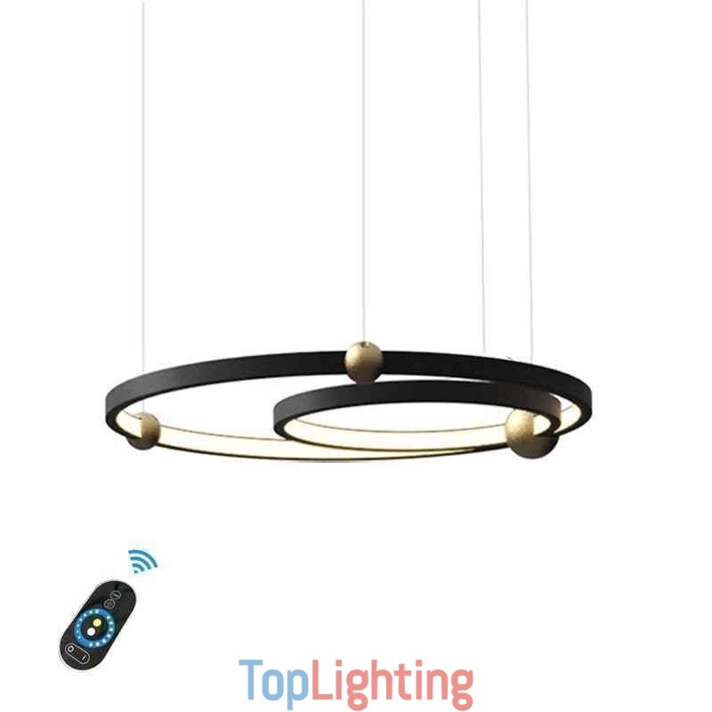 Circle Pendant Light Fixture Black 2 Rings
