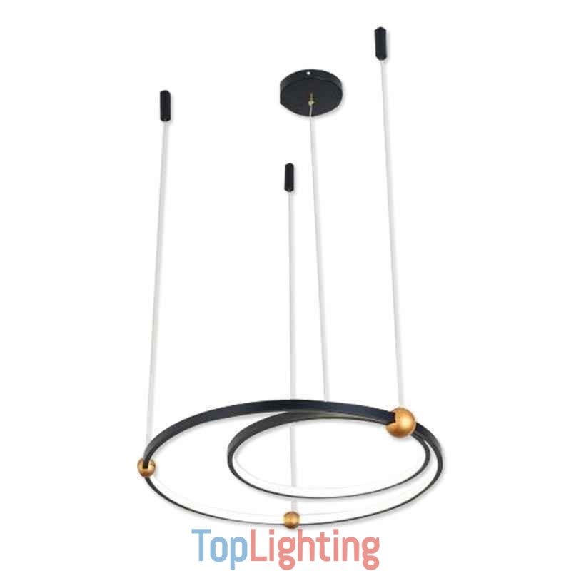 Circle Pendant Light Fixture Black 2 Rings