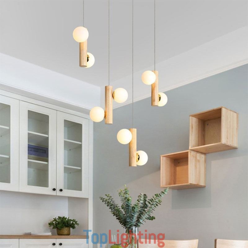 Wood Pendant Light Magic Bean Cluster Ceiling Light Island