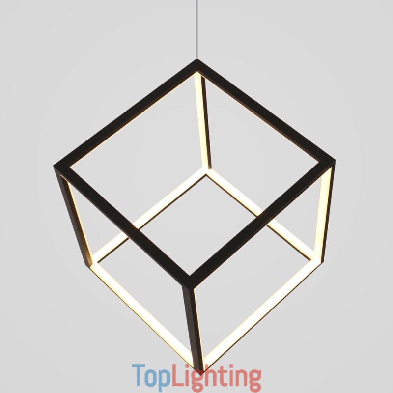 Black Pendant Light Geometric Cube Lighting