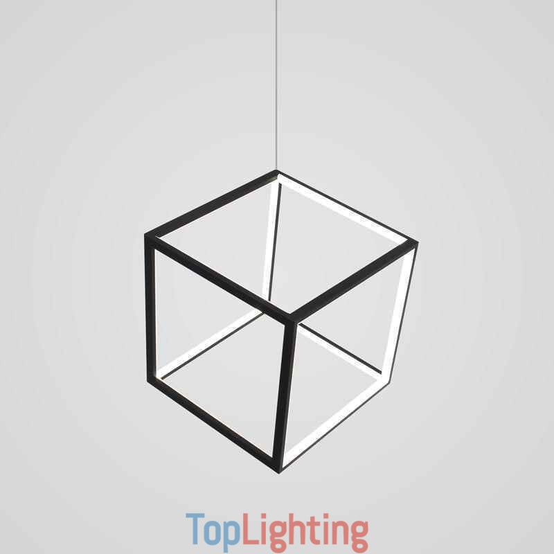 Black Pendant Light Geometric Cube Lighting