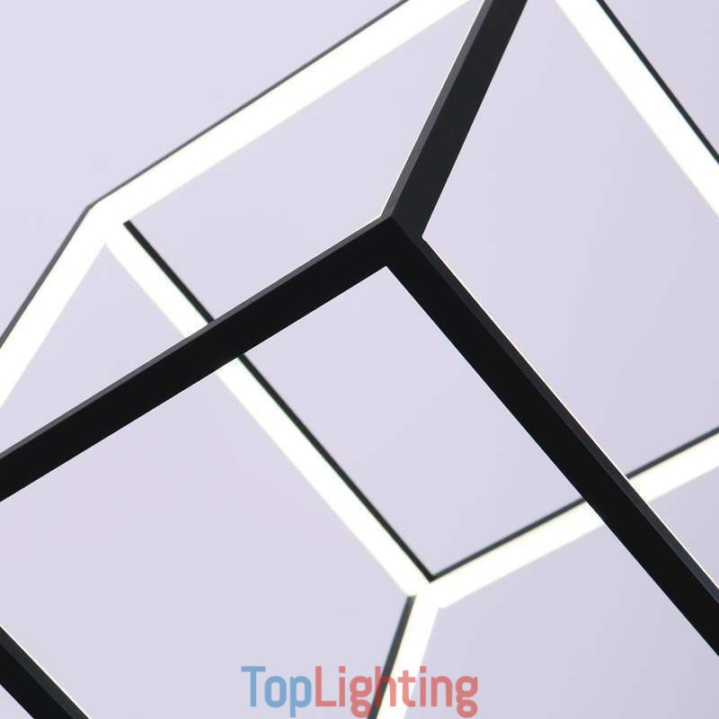 Black Pendant Light Geometric Cube Lighting