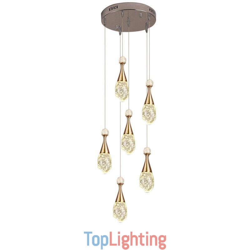 Seeded Glass Teardop Cluster Pendant Lighting