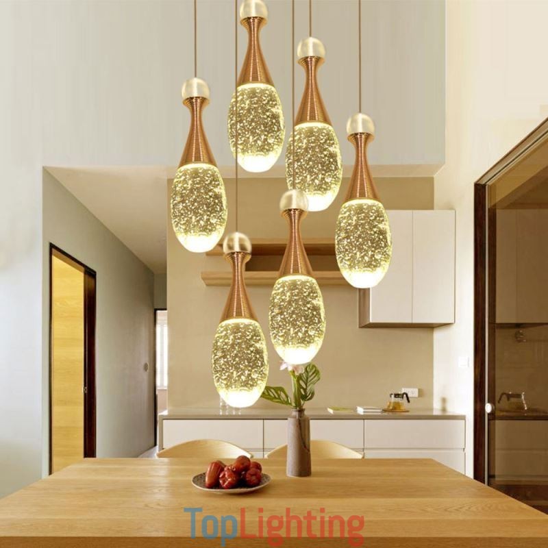 Seeded Glass Teardop Cluster Pendant Lighting
