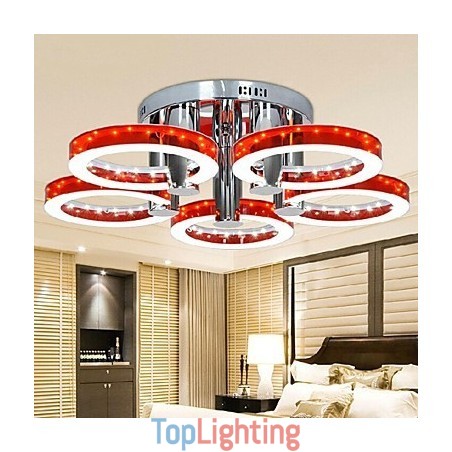 Modern Red Acrylic Chandelier with 5 lights (Chrome Finish) Modern Red Acrylic Chandelier with 5 lights (Chrome Finish)