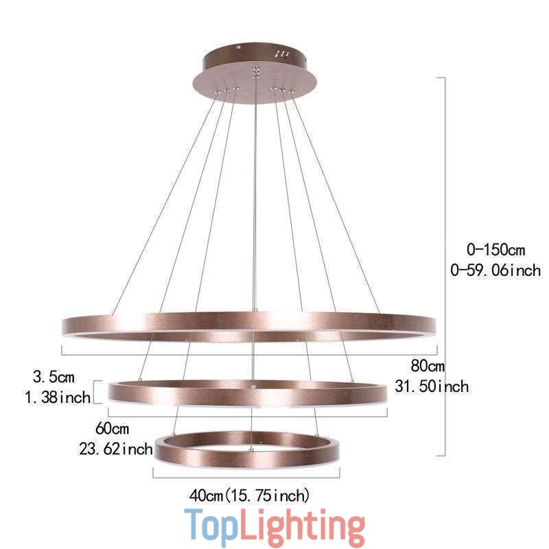 Pendant Light Drawing Craft 3 Rings Lamp 80+60+40cm