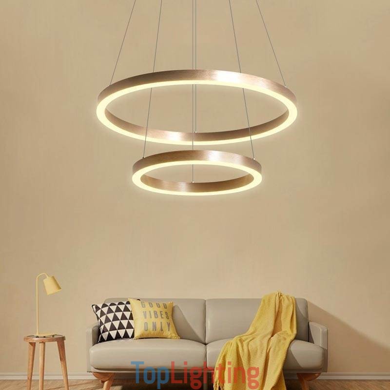 Pendant Light Drawing Craft 2 Rings Lamp 60+40cm