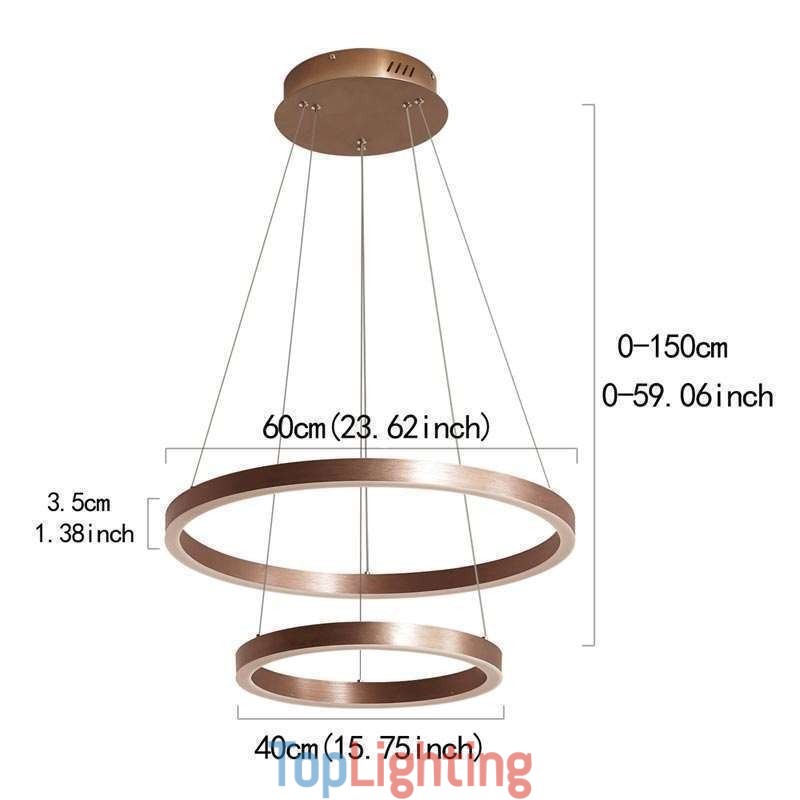 Pendant Light Drawing Craft 2 Rings Lamp 60+40cm