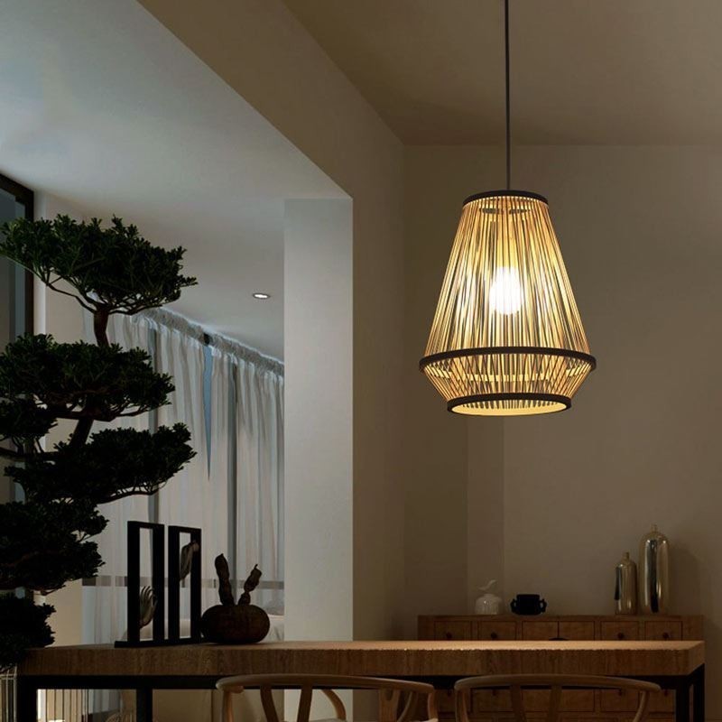 Bamboo Woven Bedside Pendant Light