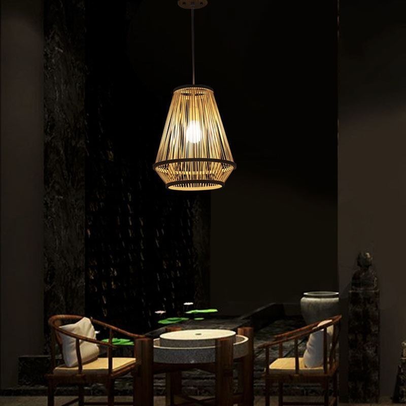 Bamboo Woven Bedside Pendant Light