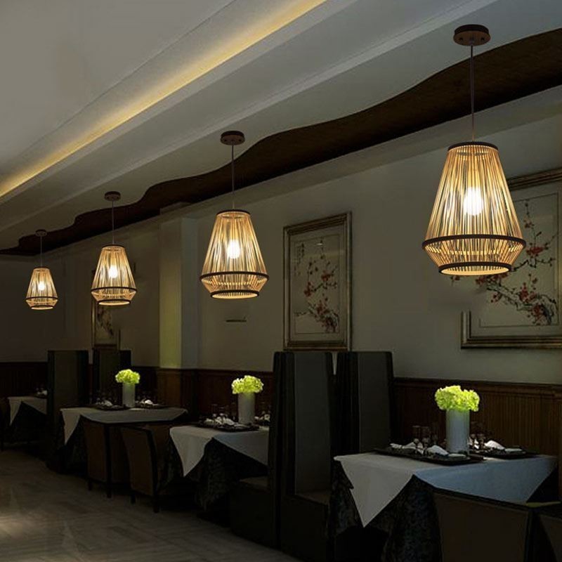 Bamboo Woven Bedside Pendant Light