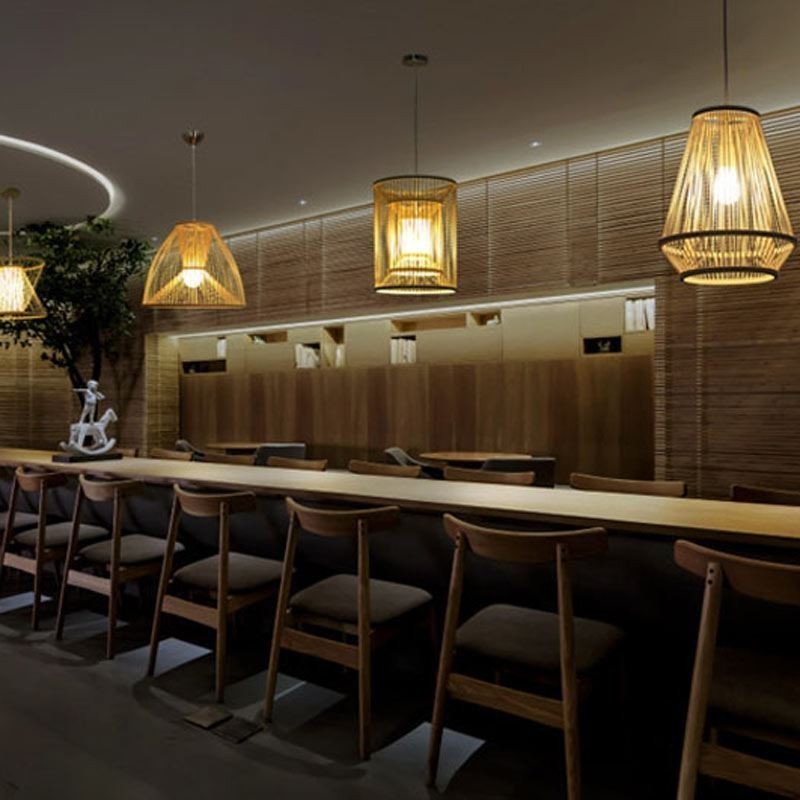 Bamboo Woven Bedside Pendant Light