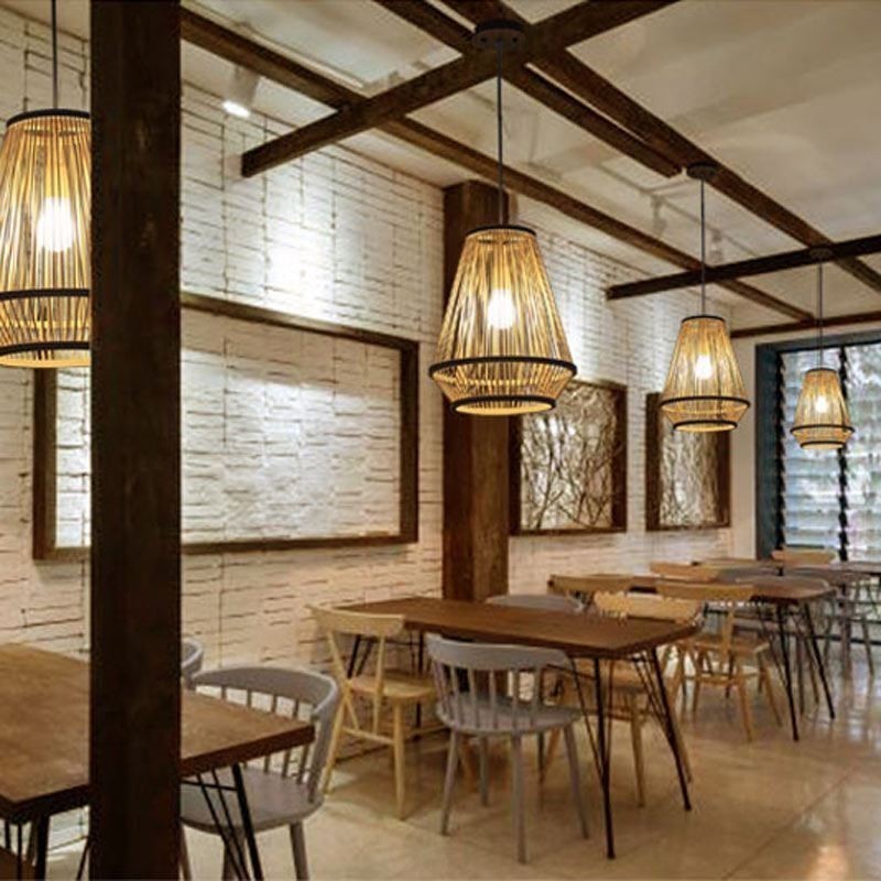 Bamboo Woven Bedside Pendant Light