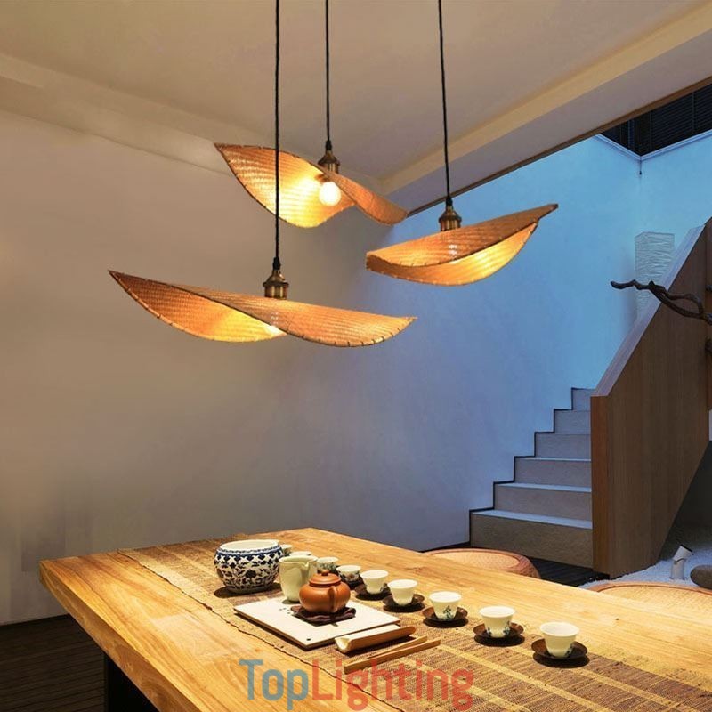 Creative Leaf Pendant Light Contemporary Bamboo Pendant Light Tearoom Lighting
