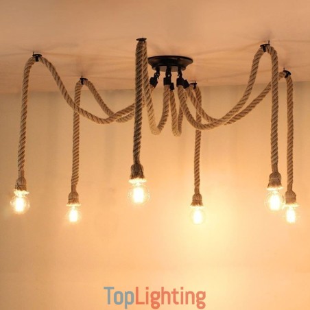 Retro Style 6 10 Heads Pendant Light Hemp Rope Chandelier Vintage Ceiling Light Retro Style 6 10 Heads Pendant Light Hemp Rope Chandelier Vintage Ceiling Light