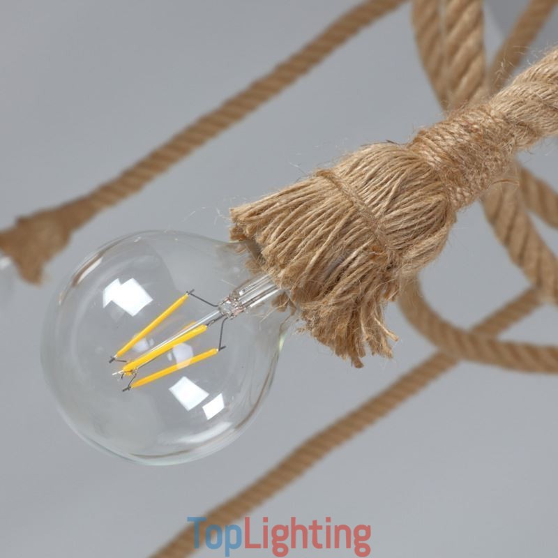 Retro Style 6 10 Heads Pendant Light Hemp Rope Chandelier Vintage Ceiling Light