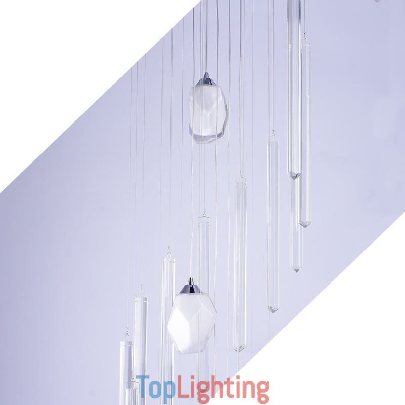 Cluster Pendant Light Modern Large Pendant Crystal Chandelier Duplex Staircase