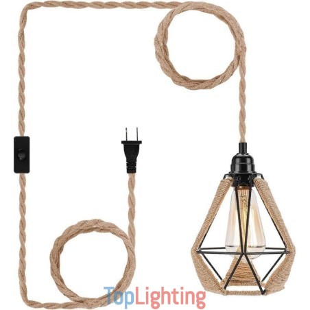Retro Pendant Light Hemp Rope Ceiling Light 5M Hanging Wire Retro Pendant Light Hemp Rope Ceiling Light 5M Hanging Wire