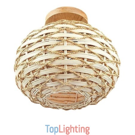 Wood Color Pumpkin Flush Mount Paper Rope Rattan Woven Lampshade Wood Color Pumpkin Flush Mount Paper Rope Rattan Woven Lampshade