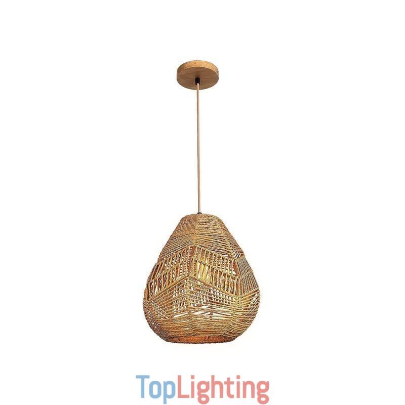 Nordic Retro Ceiling Light Natural Paper Rope Handwoven Lampshade