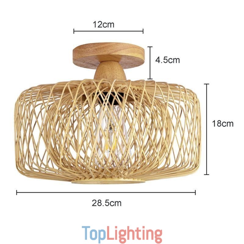 Retro Double Layer Ceiling Lamp Handwoven Bamboo Lampshade Ceiling Light
