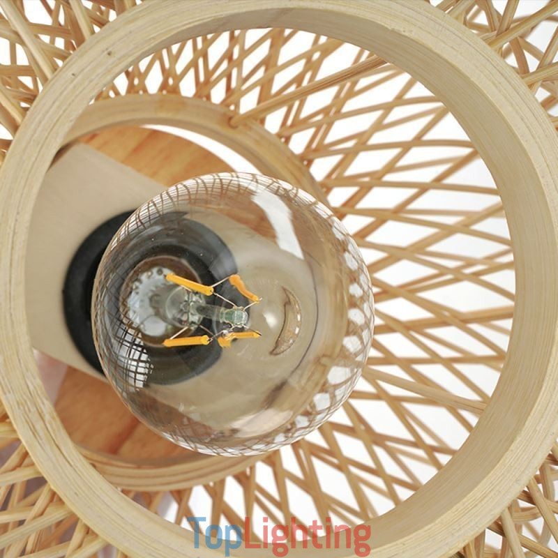 Retro Double Layer Ceiling Lamp Handwoven Bamboo Lampshade Ceiling Light