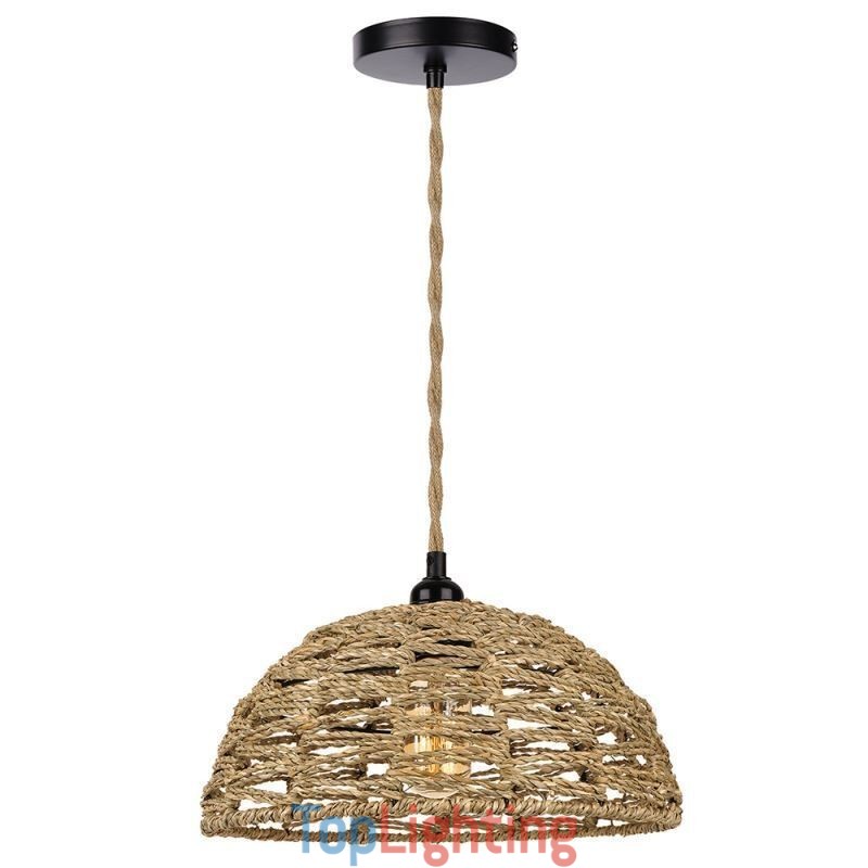 Country Retro Pendant Light Hand Woven Paper Rope Lampshade 30cm