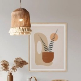 Rustic Pendant Light Bohemian Style Hemp Rope Tassel Ceiling Light