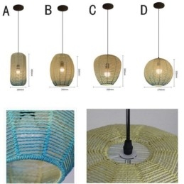 Paper Rope Pendant Light Country Retro Gradient Blue Ceiling Lamp