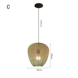 Paper Rope Pendant Light Country Retro Gradient Blue Ceiling Lamp