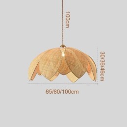 Rattan Lotus Pendant Light Cafe Retro Rattan Art Ceiling Light