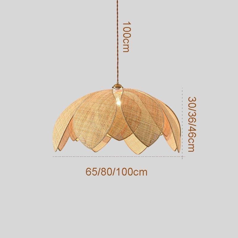 Rattan Lotus Pendant Light Cafe Retro Rattan Art Ceiling Light