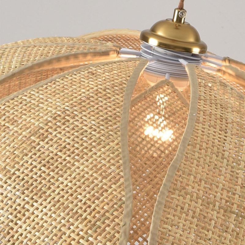 Rattan Lotus Pendant Light Cafe Retro Rattan Art Ceiling Light