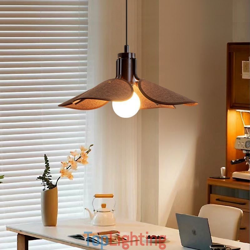 Nordic Pendant Light Wabi Sabi Style Fabric Lampshade Decorative Ceiling Light
