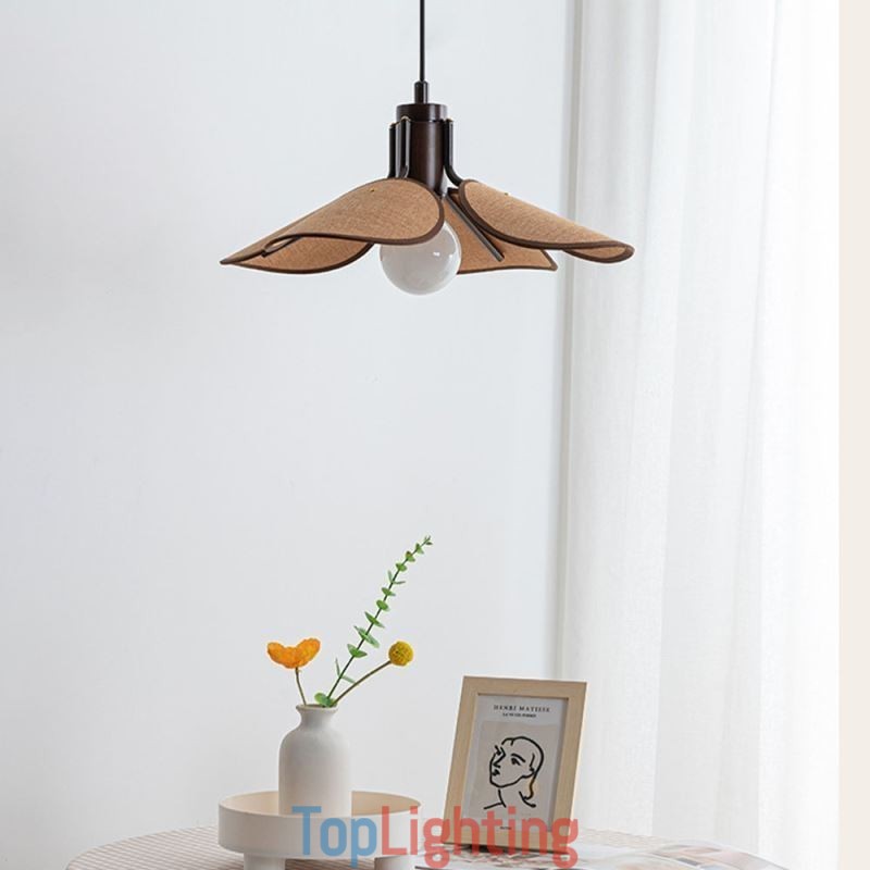 Nordic Pendant Light Wabi Sabi Style Fabric Lampshade Decorative Ceiling Light