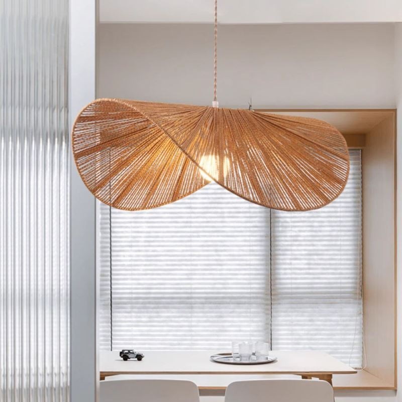 Retro Pendant Light Creative Wabi Sabi Straw Hat Hemp Rope Ceiling Light
