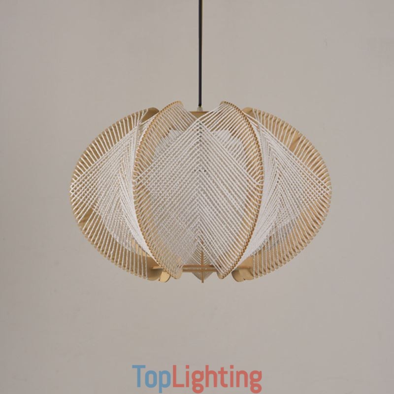 Nordic Pendant Light Retro Wabi Sabi Style Handmade Solid Wood Ceiling Light